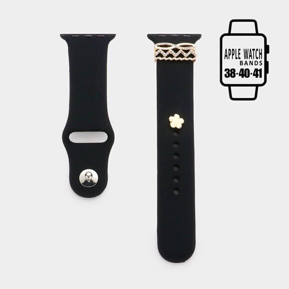 NWT Black Golden‎ Stone Heart Apple Watch Silicone Band - Picture 1 of 9